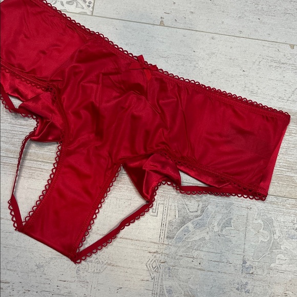 Victorias Secret Very Sexy Red Bow Open Back Cheeky Panties Large - Picture 3 of 10